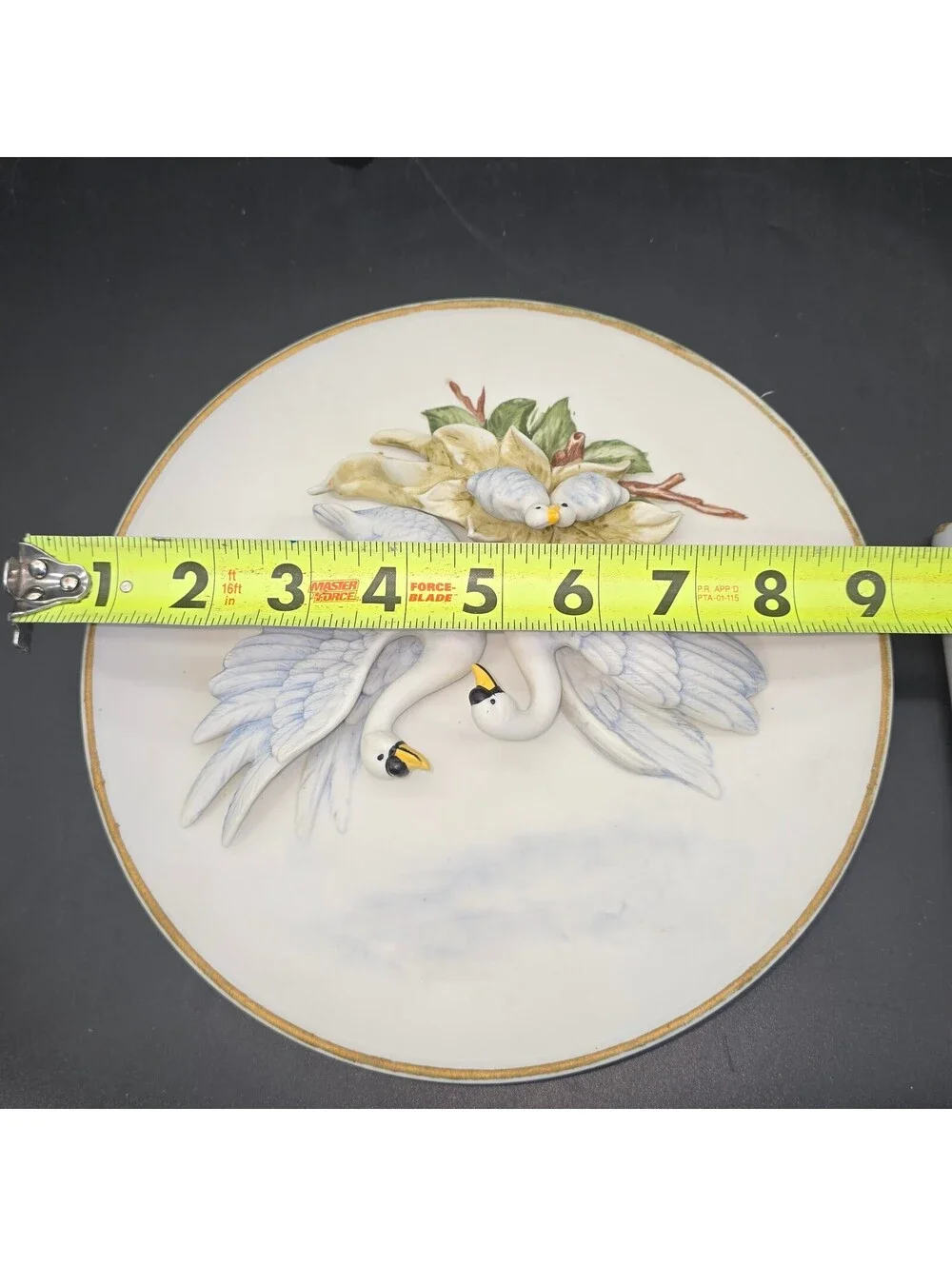 VTG Ardalt Lenwile China 3D Swan Wall Plate Hanging Plaque Hand Painted 7229 8